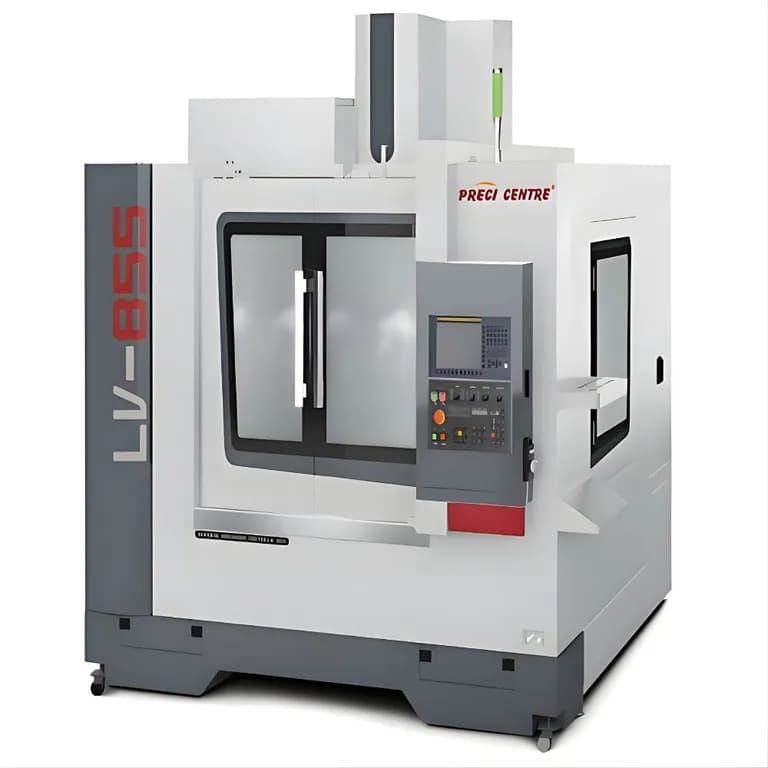 A highly accurate PRECI CENTRE Machining Center (LV Series) featuring Class C3 ball screws and up to 25,000 RPM spindle speeds. This premium CNC Vertical Milling Machine undergoes strict laser calibration, ensuring flawless tolerances and exceptional ROI for complex Automotive Parts Manufacturing.