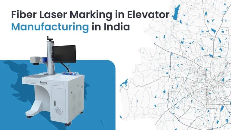 Industrial fiber laser marking machine supplied by ATPL, utilized for permanent metal engraving and strict traceability in elevator manufacturing across India.