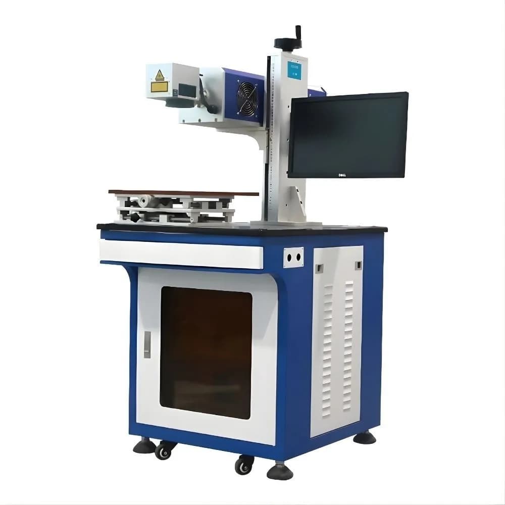 A highly accurate CO2 Metal Tube Laser Marking Machine designed for fast, consumable-free engraving on non-metallic materials. This premium co2 laser marking setup features engraving speeds up to 7000mm/s, delivering exceptional ROI and an ultra-long 30,000-hour operating life.