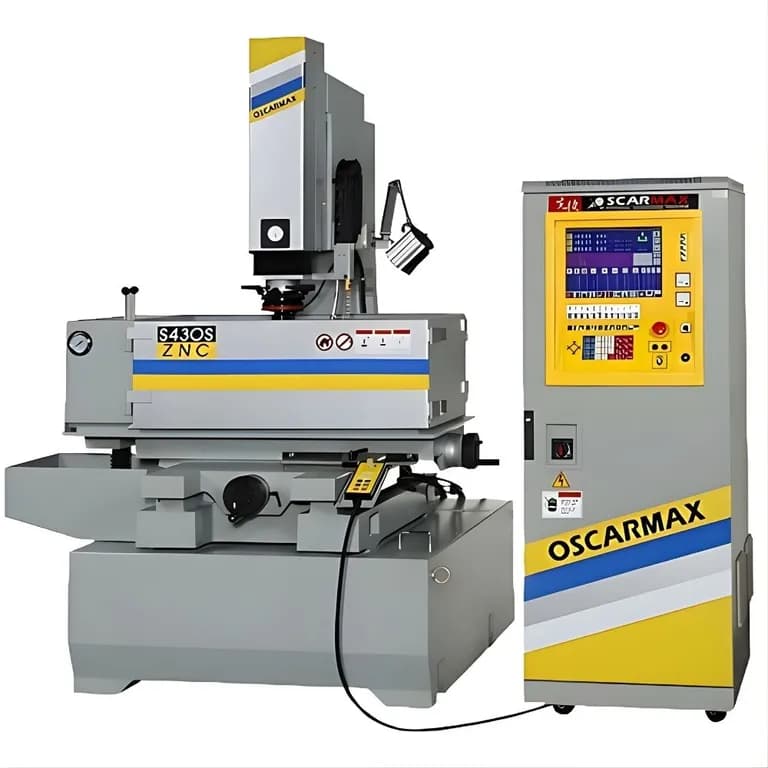 A highly efficient OSCARMAX ZNC EDM Machine featuring a space-saving built-in oil tank and up to 90A working current. This Taiwan-imported Spark Erosion Machine ensures exact tolerances, safe operation, and massive ROI for demanding electrical discharge machining applications.