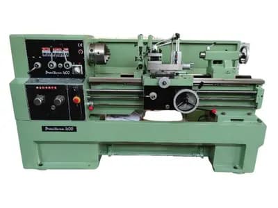 Precision tool room lathe machine with all-geared headstock for industrial metal turning and machining.