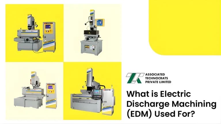 2026 guide explaining what Electric Discharge Machining is used for, featuring imported Taiwan-make Oscarmax EDM machines supplied by ATPL for precision industrial die sinking.