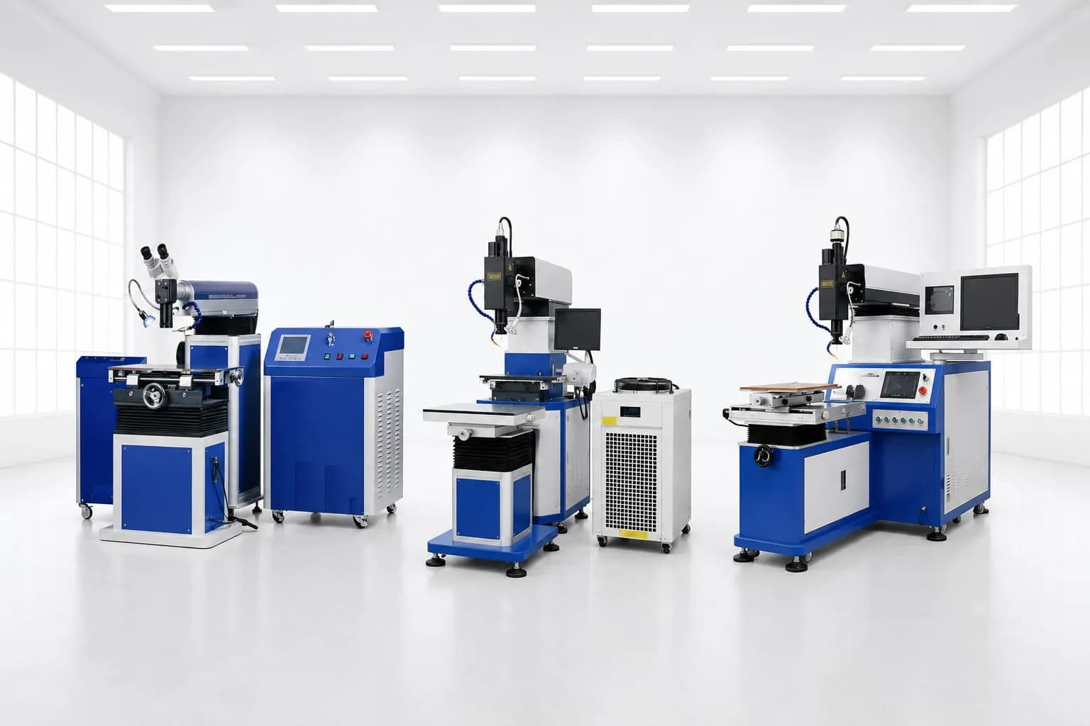 Crane and normal type mould laser welding machines for die mould repair and metal laser beam welding.
