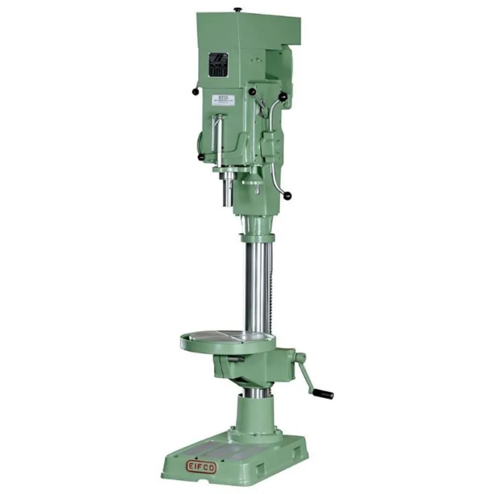 A rugged Eifco Pillar Drilling Machine built for heavy industrial metalworking, featuring robust pillar diameters up to 175 mm and a 50 mm steel drilling capacity. This efficient drill machine pillar type ensures precise tolerances, low maintenance, and excellent ROI for shops needing a dependable Industrial Pillar Drill Machine.