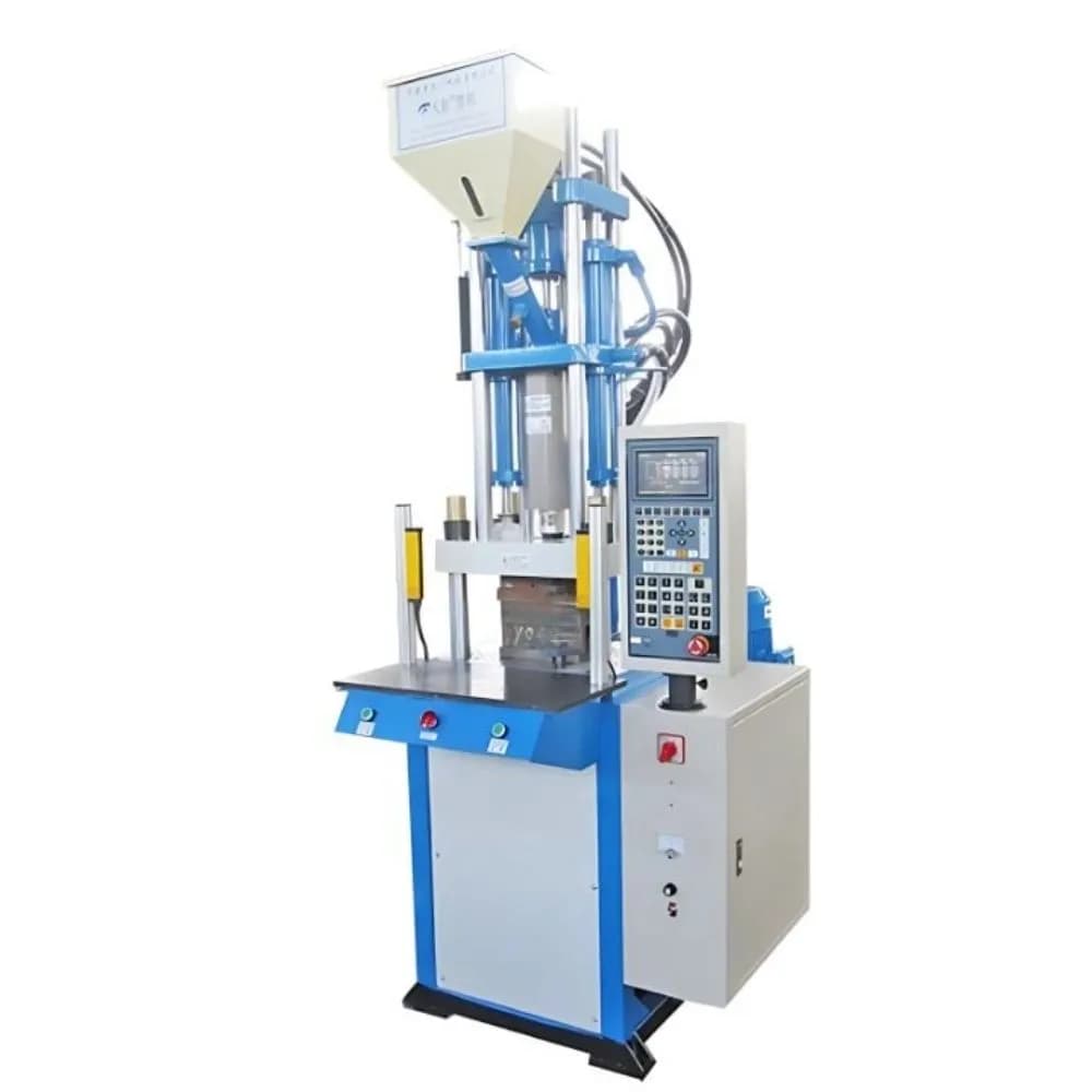 A highly efficient Vertical Injection Moulding Machine featuring 15 to 250 tons of clamping force and a vertical parting axis. This premium vertical plastic molding machine handles up to 900g injection weights, delivering exact tolerances and massive ROI for demanding insert molding applications.